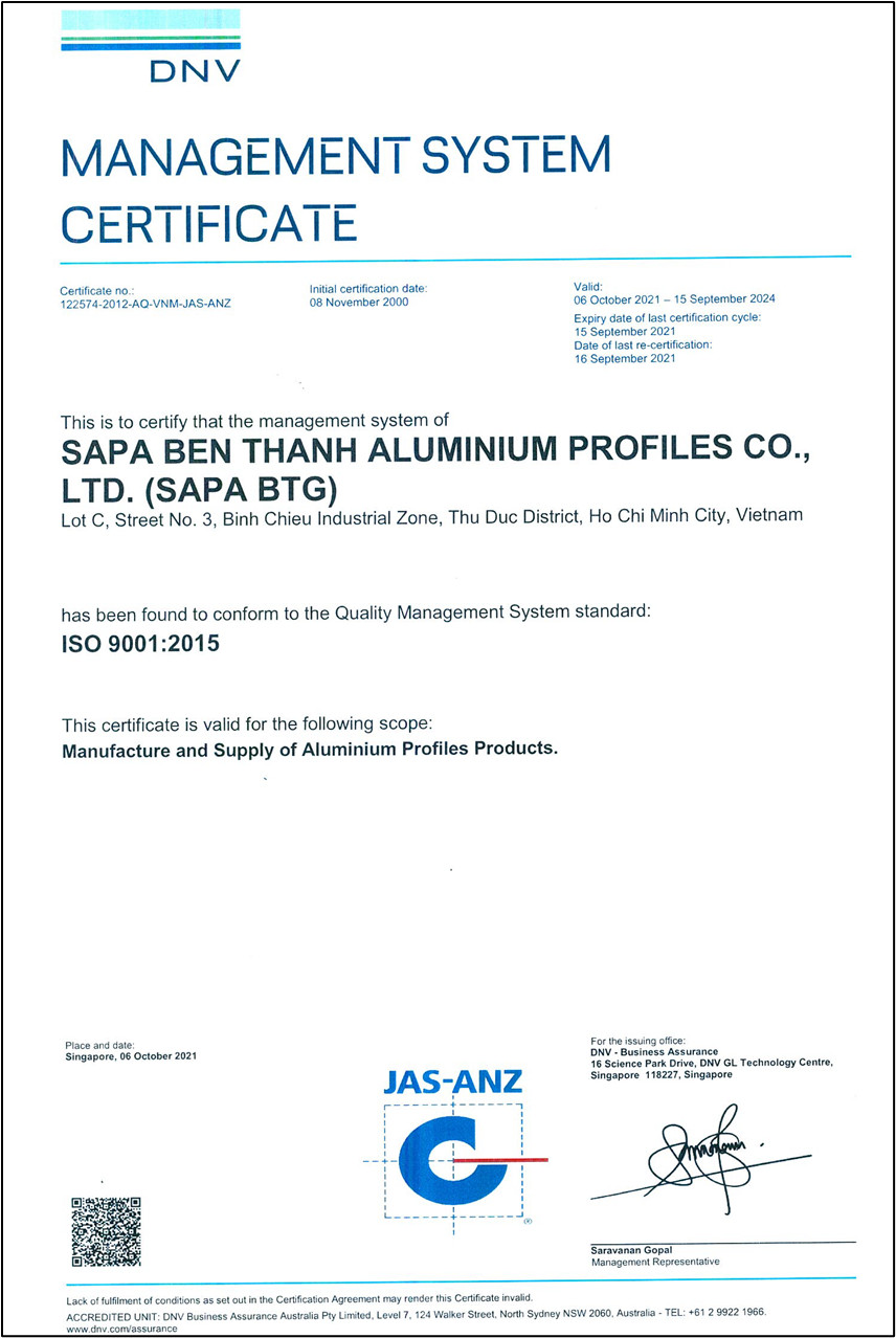 ISO 9001 – 2015 (DNV)
